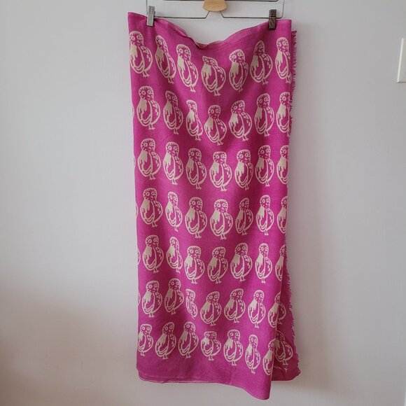 100% Merino Wool Virginia Johnson Owl Motif Scarf/Throw - Picture 1 of 7